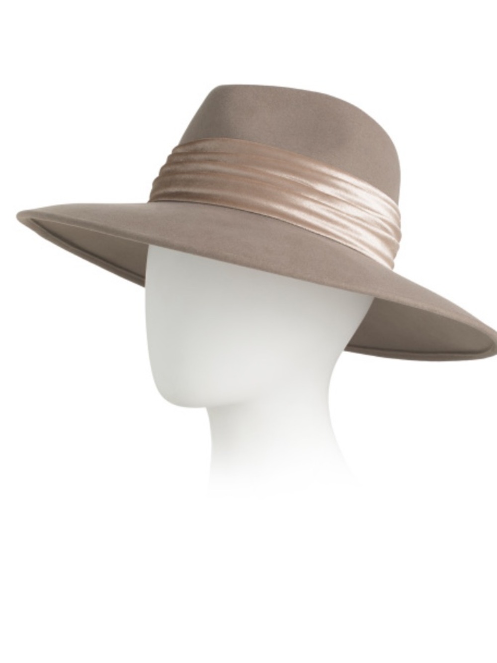 EUGENIA KIM Wool Wide Brim Fedora With Metallic Ruched Band